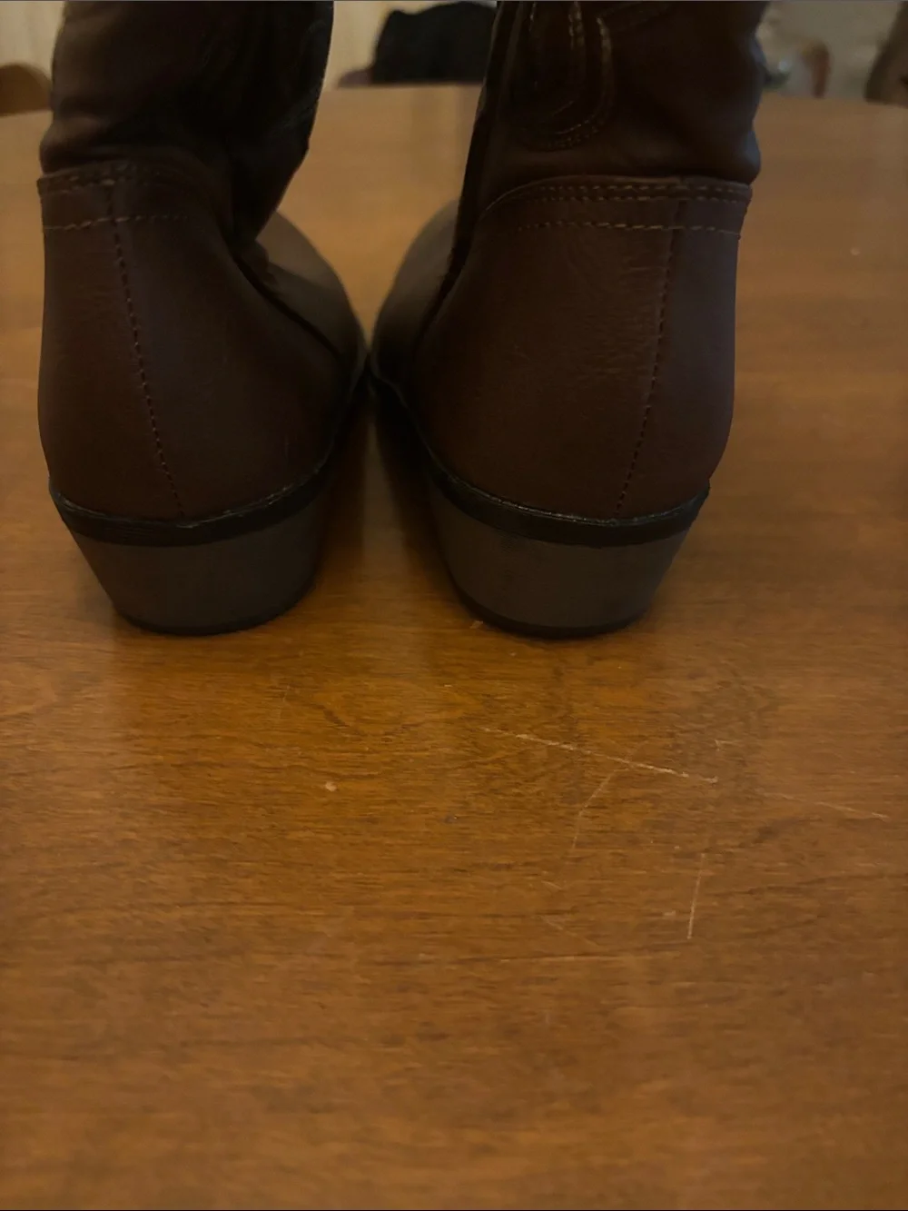 Cat & Jack Kids Montana Brown Cowboy Boots Size 6 Side Zip Western Faux Leather